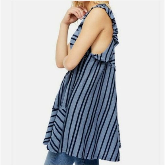 Free People Between The Lines Striped Tunic Tank Dress Sz. M NWT - Picture 4 of 9